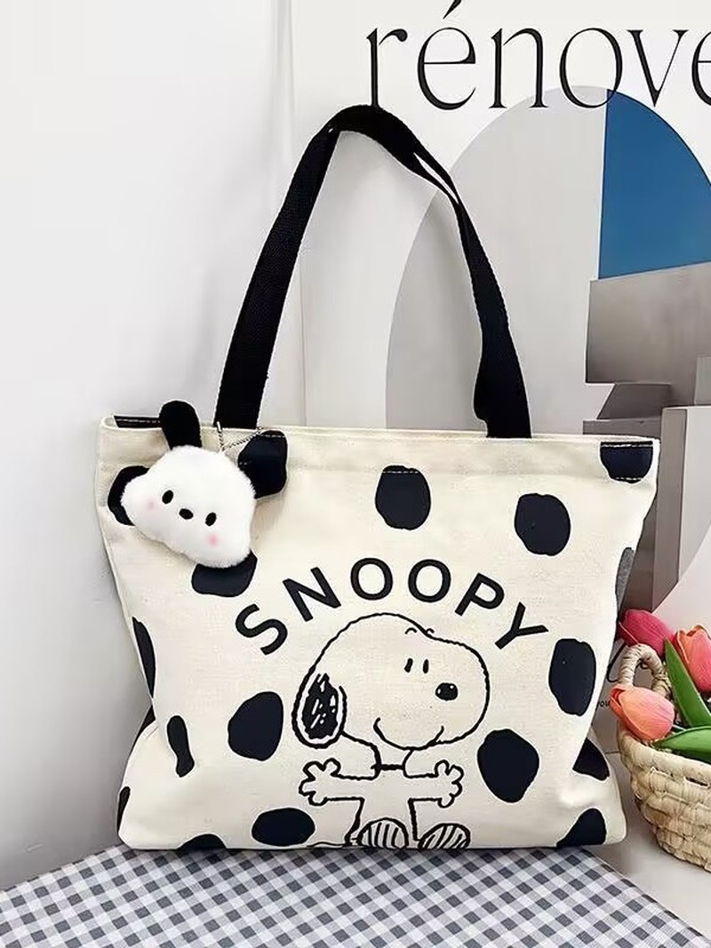 Anime Tote Bag - Cartoon Snoopy Canvas Shoulder Bag for