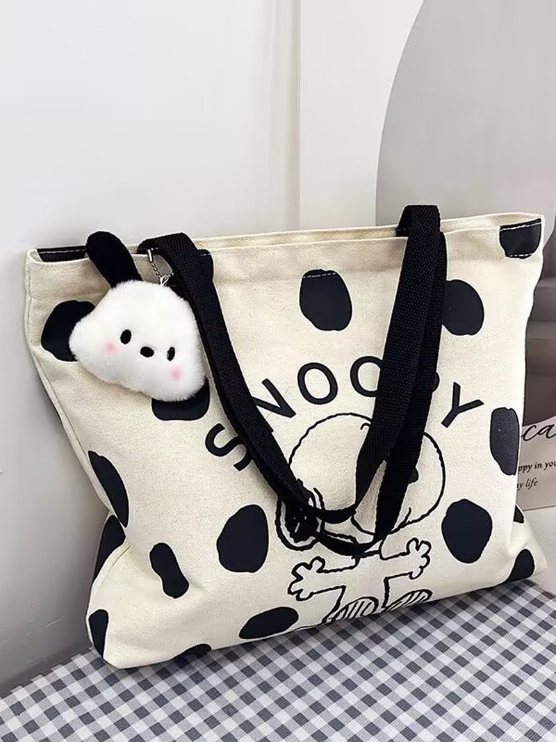 Cartoon Snoopy Canvas Shoulder - Anime Tote Bag ulasan dan harga
