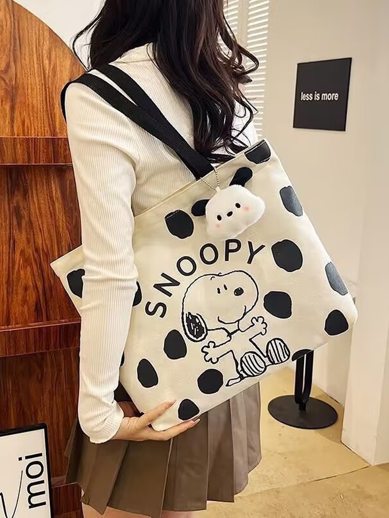 Cartoon Snoopy Canvas Shoulder - Anime Tote Bag ulasan dan harga